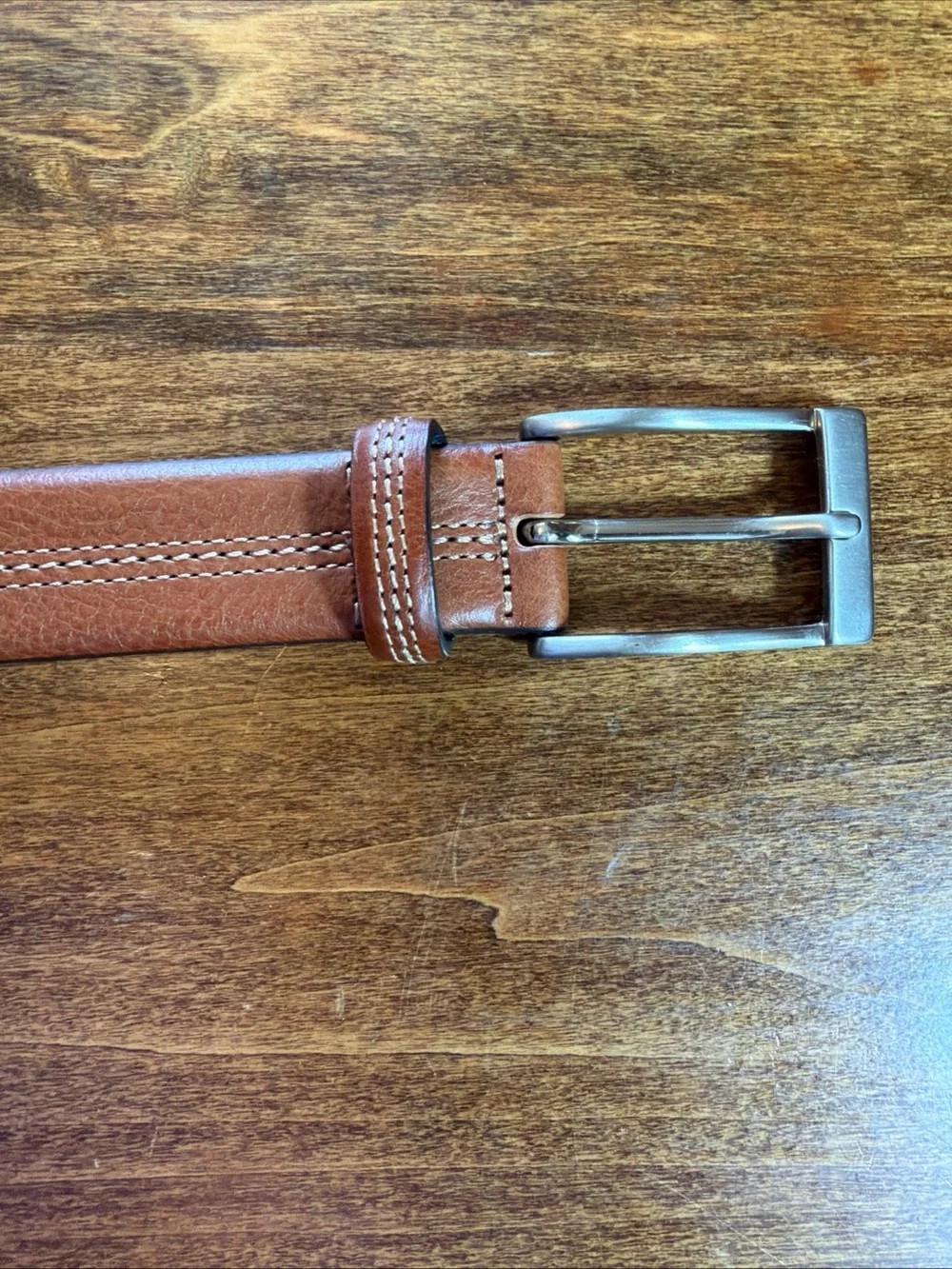 Joseph Abboud Brown Leather Men's Belt with Contrast Stitching Italy